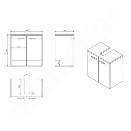 Aqualine Dino - Meuble lavabo 500x300x500 mm, blanc 57030