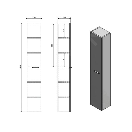 Aqualine Zoja - Armoire 250x1400x200 mm, blanc 51125
