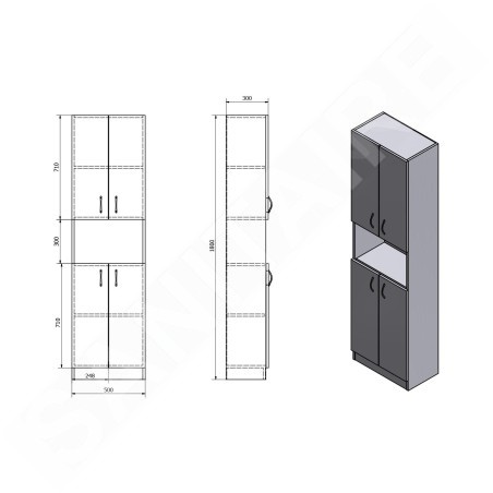 Aqualine Simplex Eco - Armoire 500x1800x300 mm, blanc mat SIME520