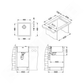 Alveus Quadrix Monarch - Évier 450x450 mm, anthracite 1103320