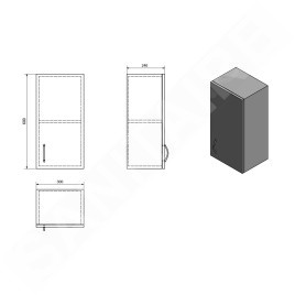 Aqualine Simplex Eco - Armoire suspendue 300x600x240 mm, blanc mat SIME330
