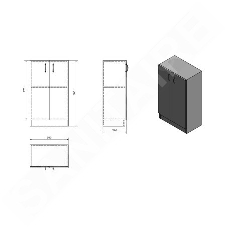 Aqualine Simplex Eco - Armoire 500x860x300 mm, blanc mat SIME540