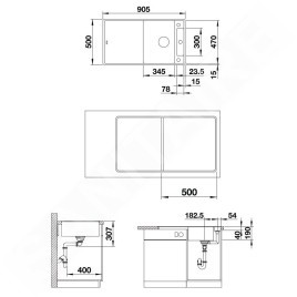 Blanco Axia III 5 - Évier en silgranite, 905x500 mm, avec accessoires, InFino, anthracite 523231