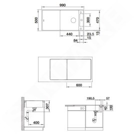 Blanco Axia III XL 6 - Évier en silgranite, 990x500 mm, avec accessoires, InFino, anthracite 523526