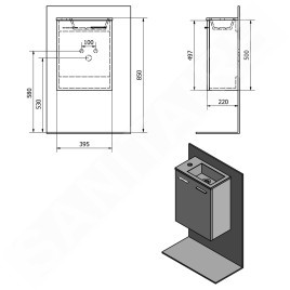 Aqualine Zoja - Meuble-vasque, 395x500x220 mm, blanc 51049A
