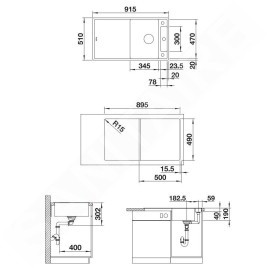 Blanco Axia III 5 - Évier en silgranite, 915x510 mm, avec accessoires, InFino, anthracite 523205