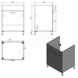 Aqualine Keramia Fresh - Meuble lavabo, 595x700x494 mm, blanc 57035