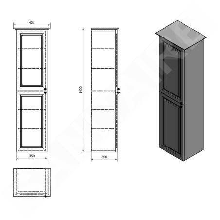 Sapho Violeta - Armoire 350x1400x300 mm, gauche, 2 portes, blanc VI160-3131