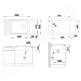 Blanco Elon XL 8 - Évier en silgranite, 860x500 mm, avec accessoires, tartufo 524877