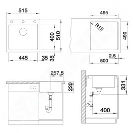 Blanco Pleon 5 - Évier en silgranite, 515x510 mm, InFino, tartufo 523683