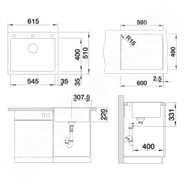 Blanco Pleon 6 - Évier en silgranite, 615x510 mm, InFino, anthracite 523686