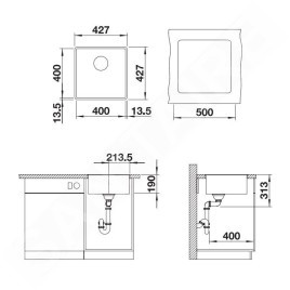 Blanco Subline 400 - Évier en silgranite, 427x427 mm, anthracite 523475