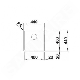 Blanco Zerox 400 - Évier, 440x440 mm, inox Durinox 521558