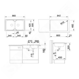 Blanco Tipo 8 - Évier, 860x500 mm, inox 511924