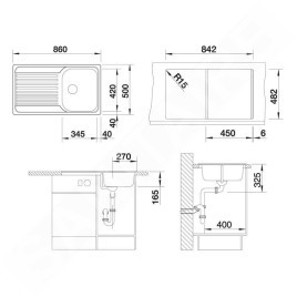 Blanco Tipo 45 - Évier, 605x500 mm, inox 511942