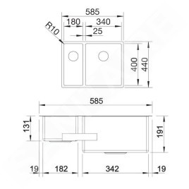 Blanco Claron 340/180 - Évier, 585x440 mm, gauche, inox 521607
