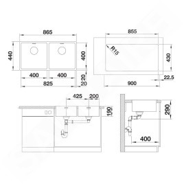 Blanco Andano 400 - Évier, 865x440 mm, inox 522985