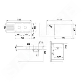Blanco Dinas 8 - Évier, 1160x500 mm, inox brossé 523376