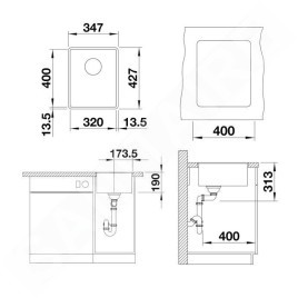 Blanco Subline 320 - Évier en silgranit, 347x427 mm, InFino, blanc 523419