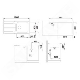 Blanco Dinas XL 6 - Évier, 1000x500 mm, inox brossé 524254