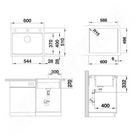 Blanco Etagon 6 - Évier en silgranit 600x510 mm, avec commande de vidage et accessoires, InFino, blanc 524533