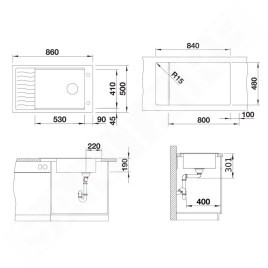 Blanco Elon XL 8 - Évier en silgranit 860x500 mm, avec accessoires, InFino, blanc 524874