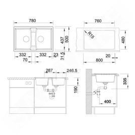 Blanco Lexa 8 - Évier en Silgranit, 780x500 mm, InFino, blanc 524964
