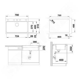 Blanco Etagon 8 - Évier en silgranit, 780x510 mm, avec accessoires, InFino, blanc 525191