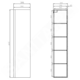 Cersanit Moduo - Armoire haute, 160x40x34 cm, 1 porte, charnières G/D, miroir intérieur, blanc S929-020
