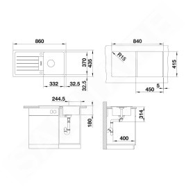 Blanco Favum 45 - Évier en silgranit, 860x435 mm, gris 527266