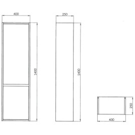 Cersanit Crea - Armoire haute 140x40x25 cm, 2 porte, charnières G/D, chêne S924-024