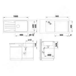 Blanco Sona XL 6 - Évier en Silgranit, 1000x500 mm, gris 527341