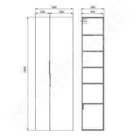 Cersanit City - Armoire haute, 180x60x36 cm, 2 portes, blanc S584-019-DSM