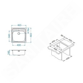 Alveus Basic - Évier 465x465 mm, inox 1008825