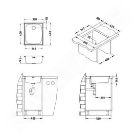 Alveus Basic - Évier 380x440 mm, inox 1008992