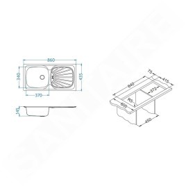 Alveus Basic - Évier 860x435 mm, inox 1008993