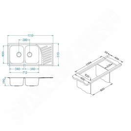 Alveus Elegant - Évier 1110x510 mm, inox 1009386