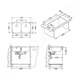 Alveus Duo - Évier 752x440 mm, inox 1036849