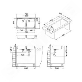 Alveus Basic - Évier 780x435 mm, inox 1049232