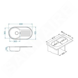 Alveus Form - Évier 830x435 mm, inox 1060038