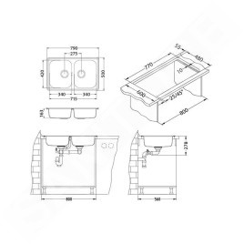 Alveus Line - Évier 790x500 mm, inox 1066751