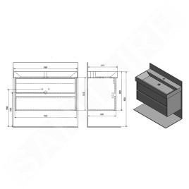 Sapho Nirona - Meuble-vasque, 950x515x430 mm, blanc NR100-3030
