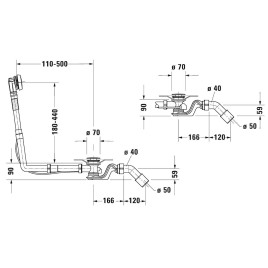 Duravit Accessoires - Garniture de vidage et de trop-plein, bowden, chrome 792202000001000
