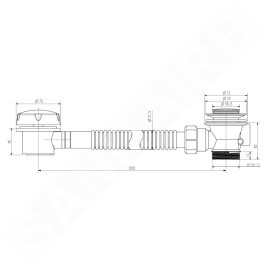 Aqualine Accessoires - Vidage baignoire et trop-plein 600 mm, chrome TY1002