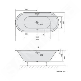Polysan Baignoires - Baignoire VIVA O, 1850 x 800 x 470 mm, blanc 72179