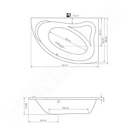 Aqualine Baignoires - Baignoire Orava 1500x900x380 mm, droite, blanche G1591