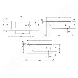 Duravit Starck - Baignoire 1700x800 mm, blanc 700336000000000