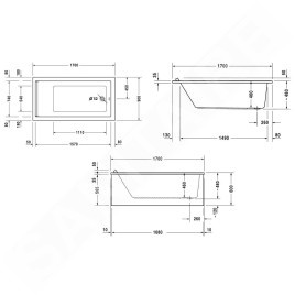 Duravit Starck - Baignoire 1700x900 mm, blanc 700337000000000