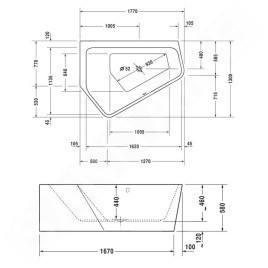 Duravit Paiova 5 - Baignoire asymétrique, 1770x1300 mm, avec panneau, gauche, blanc 700394000000000
