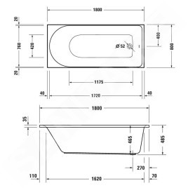 Duravit D-Neo - Baignoire 1800x800 mm, blanc 700475000000000